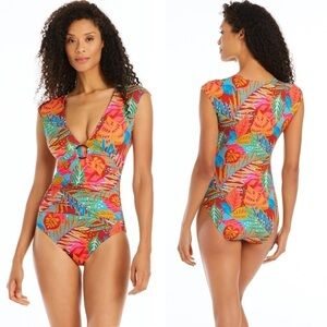 Bleu Rod Beattie The Heat is On Cap-Sleeve Slimming one piece swimsuit Sz6 NWOT